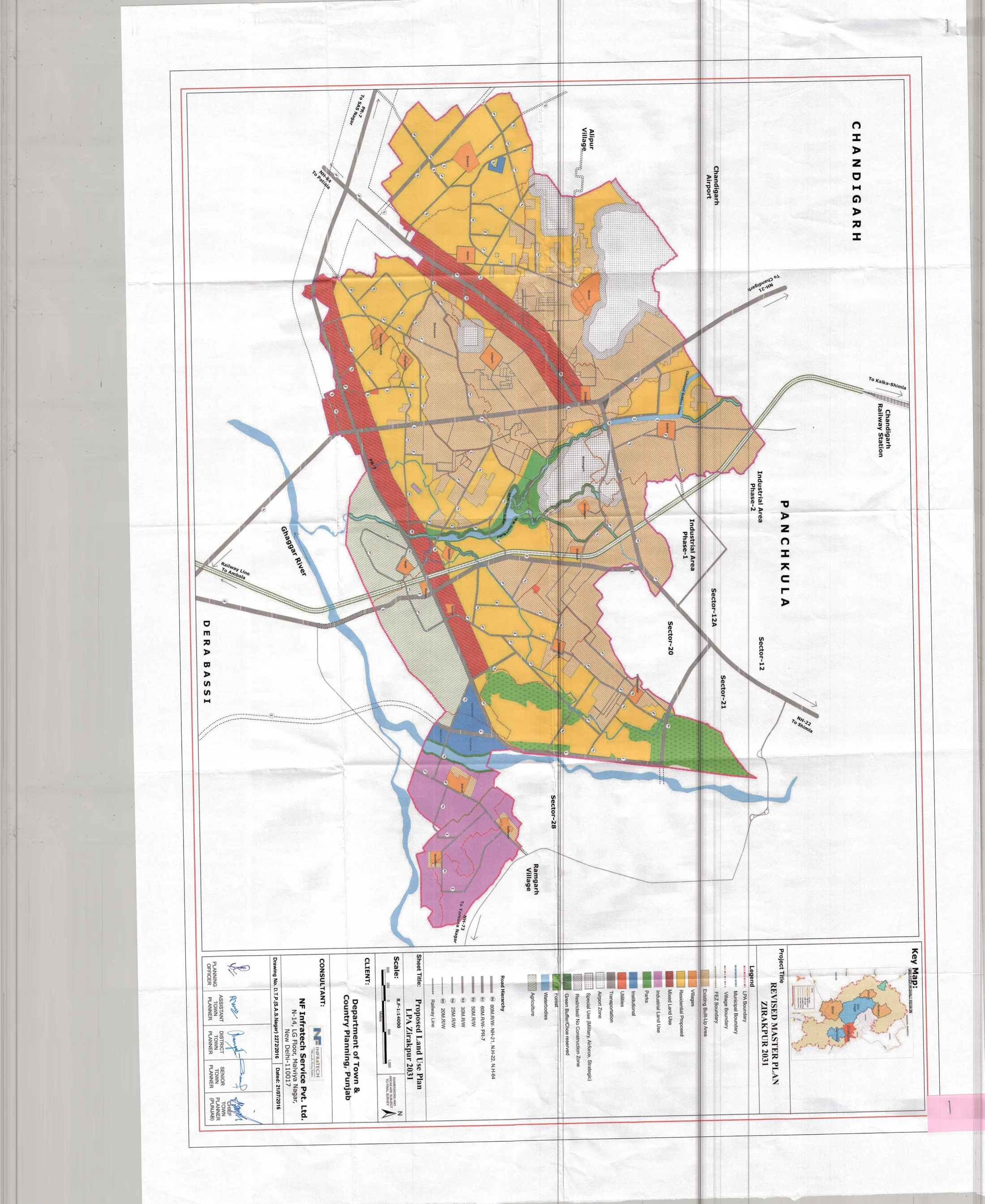 Zirakpur (2031) proposed land use plan — zoning, roads, and villages